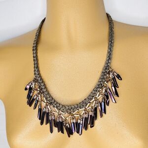 Stella & Dot Bora Fringe Necklace Brand Braided Metallic Bronze Dangle $98 4766